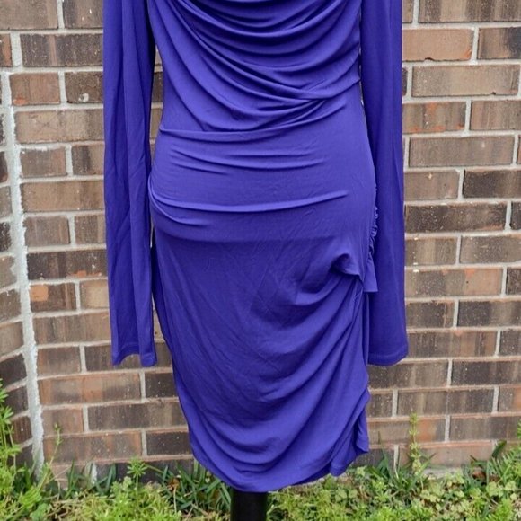 Off-White Virgil Abloh Purple Twist Mock Neck Dress Second Skin 14 US 48 IT NWT - Picture 7 of 16